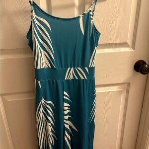 #5  NEW Teal and White Leaf Print Jumpsuit
